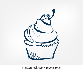 cake one line vector design element isolated
