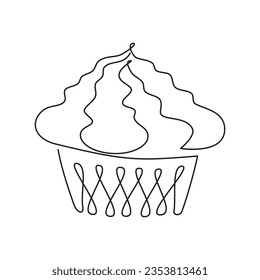 Cake one line. Vector drawing.