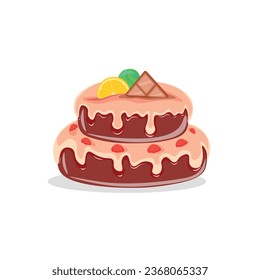 Cake is one of the main decorations of the festive table, vector, chocolate, cream, ice-cream, isolate, lemon, background, package, sugar, strawberry, dessert, shadow