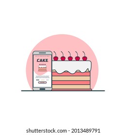 Cake online buying concept vector illustration. Digital technology for shoping