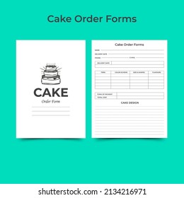 Cake Order Forms Logbook, KDP Interior. Printable organizer, planner, notebook, mood diary.
