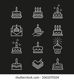 Cake - Outline Black Icon. Editable Stroke. Vector Illustration