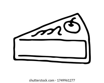 Cake outline doodle isolated illustration Dessert linear cartoon icon Sweets and candies design