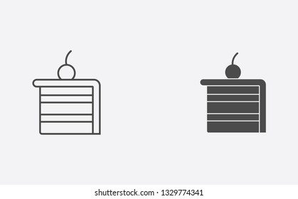 Cake outline and filled vector icon sign symbol