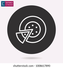 Cake - outline icon. Editable stroke. Vector illustration