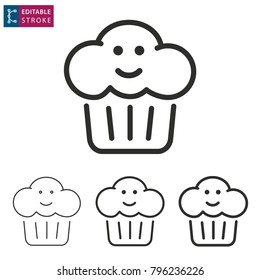 Cake - outline icon on white background. Editable stroke. Vector illustration