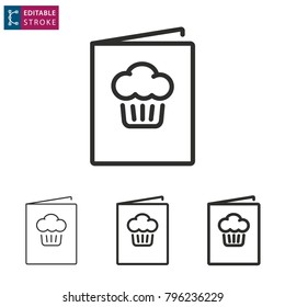 Cake - outline icon on white background. Editable stroke. Vector illustration