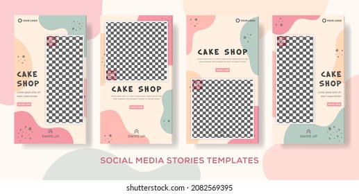 Cake Pack Banner Stories Template Post. Premium Vector