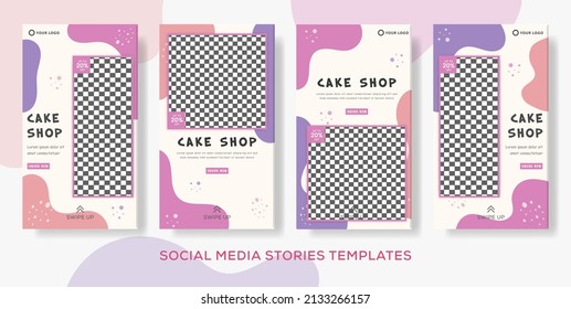 Cake pack banner stories template post. premium vector