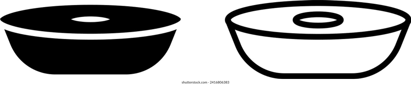 cake pan icon, sign, or symbol in glyph and line style isolated on transparent background. Vector illustration