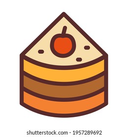 cake pancake slice single isolated icon with filled line style
