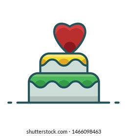 Cake party filled line icon logo design