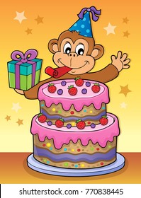 Cake and party monkey theme 2 - eps10 vector illustration.