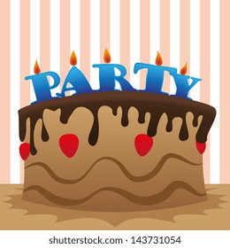 cake party over lines background vector illustration
