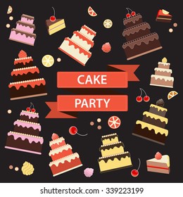 Cake Party sticker set.