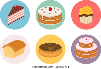 Cake Pastry and Bread icon vector