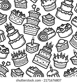 Cake pattern background set. Collection icon cake. Vector