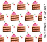 Cake pattern, cute piace of cake pattern, vector illustration
