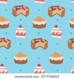 Cake pattern on mint background