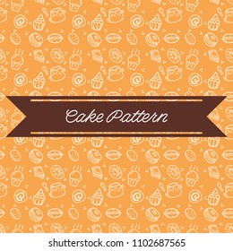 Cake pattern on orange background