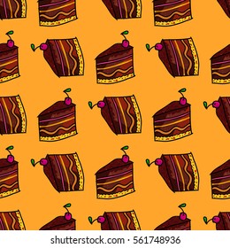 Cake pattern. Seamless background. Vector.