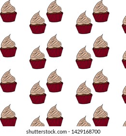 
Cake  pattern. Cake sweet dessert for holiday. Vector illustration