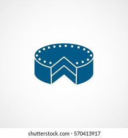 Cake Pie Blue Flat Icon On White Background