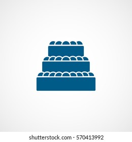Cake Pie Blue Flat Icon On White Background