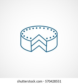 Cake Pie Blue Line Icon On White Background