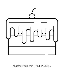 cake pie with cherry and cream line icon vector. cake pie with cherry and cream sign. isolated contour symbol black illustration