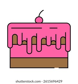 cake pie with cherry and cream line icon vector. cake pie with cherry and cream sign. isolated symbol illustration