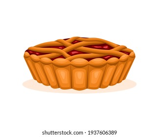 Cake pie delicious whole. Tasty sweet dessert food. vector illustration