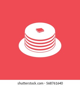 Cake Pie Flat Icon On Red Background