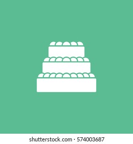 Cake Pie Flat Icon On Green Background