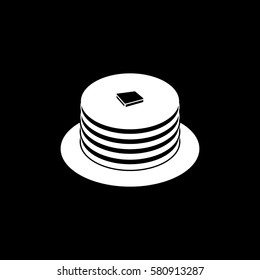 Cake Pie Flat Icon On Black Background