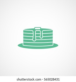 Cake Pie Green Flat Icon On White Background