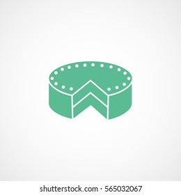 Cake Pie Green Flat Icon On White Background