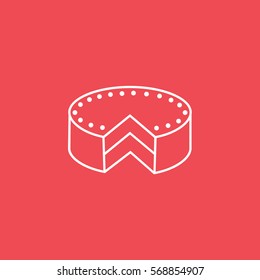 Cake Pie Line Icon On Red Background