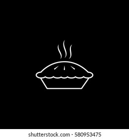 Cake Pie Line Icon On Black Background