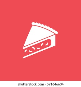 Cake Pie Piece Flat Icon On Red Background