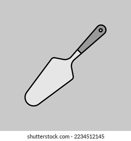 Cake and pie server utensil vector grayscale icon. Kitchen appliances. Graph symbol for cooking web site design, logo, app, UI