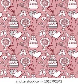 Cake pie tart Happy Birthday cartoon seamless pattern background vector illustration.