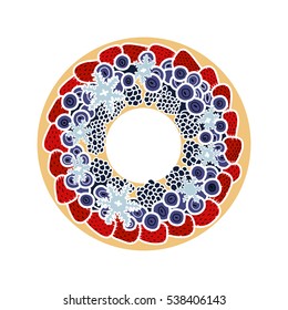 Cake, pie, vector illustration, strawberry, bilberry, raspberry, tasty, desert, food, delicious 
