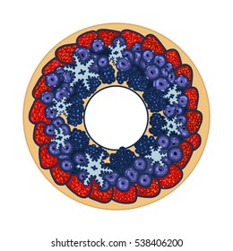 Cake, pie, vector illustration, strawberry, bilberry, raspberry, tasty, desert, food, delicious 