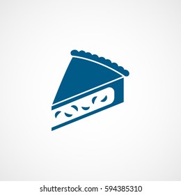 Cake Piece Blue Flat Icon On White Background