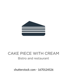 Cake piece with cream icon vector. Trendy flat cake piece with cream icon from bistro and restaurant collection isolated on white background. Vector illustration can be used for web and mobile graphic