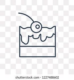 Cake Piece with Cream vector outline icon isolated on transparent background, high quality linear Cake Piece with Cream transparency concept can be used web and mobile
