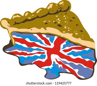 cake piece with the design of the flags of england