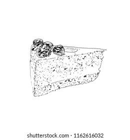 cake piece drawing ink icon vector