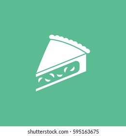 Cake Piece Flat Icon On Green Background